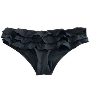 OndadeMar Ruffle Bikini Bottom. Black. XS